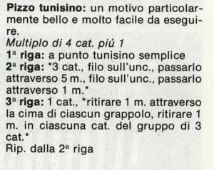 Punto tunisino: punto tunisino con popcorn; punto tunisino a nido d'ape; pizzo tunisino