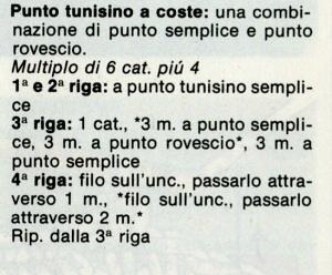 Punto tunisino: punto tunisino doppio; punto tunisino a coste; punto tunisino sbieco