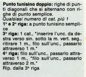 Punto tunisino: punto tunisino doppio; punto tunisino a coste; punto tunisino sbieco