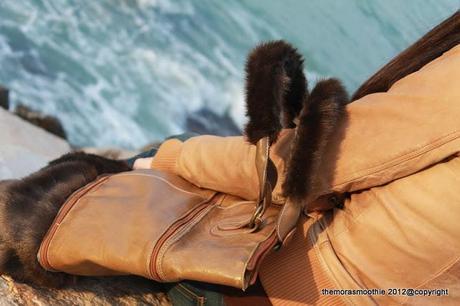 DIY old bag renewed with faux fur