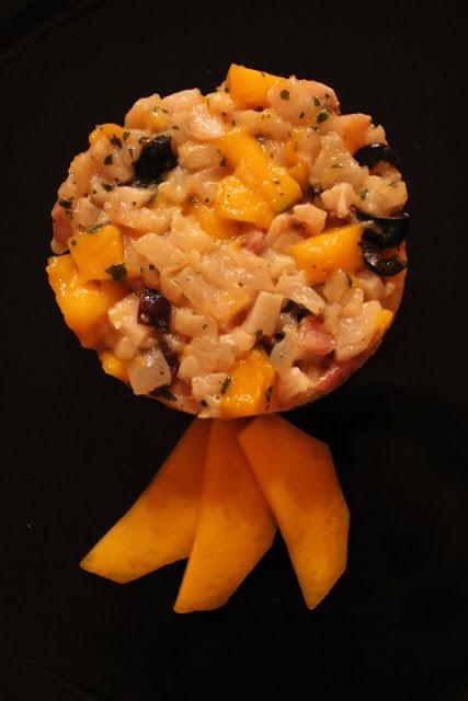 Tartare di pesce spada con mango e olive taggiasche