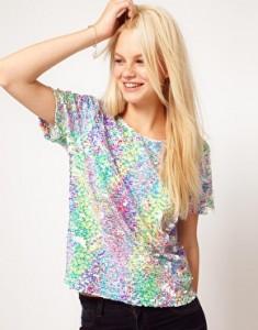 ASOS t-shirt paillettes galassia