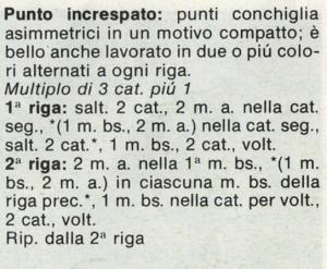 Punti all'uncinetto: punto cespuglio; punto mattoni; punto increspato