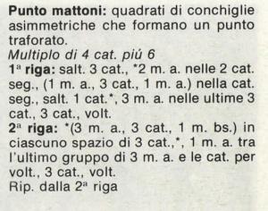 Punti all'uncinetto: punto cespuglio; punto mattoni; punto increspato