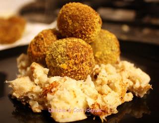 Polpette di surimi con purea di cavolfiore e patate alle nocciole