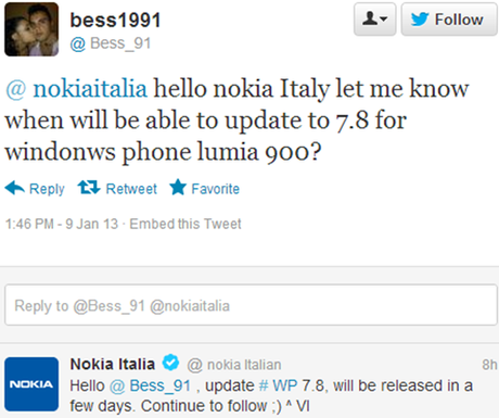 Windows Phone 7.8 Nokia Lumia 900, Lumia 800, Lumia 710, Lumia 610 Conferma Nokia Italia