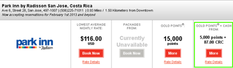 Park Inn by Radisson – San Jose, Costa Rica per 26,37 euro a notte con strategia Points and Cash