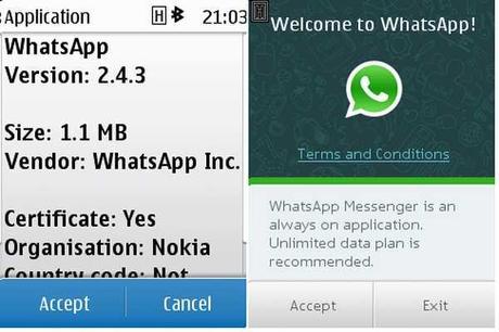 Ultima versione Whatsapp Wazap Nokia S40 Aggiornamento v2.4.3.