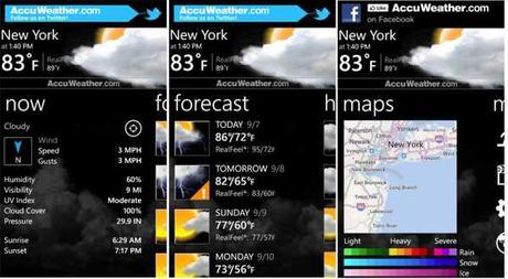 Le previsioni del tempo su Nokia Lumia con Accuweather