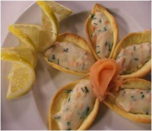 Barchette di Brisee' al salmone e limone