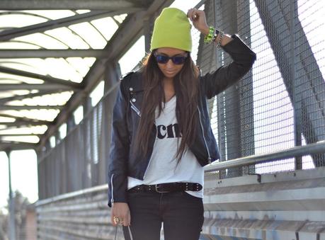 Biker jacket&Neon; details.