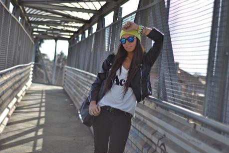 Biker jacket&Neon; details.