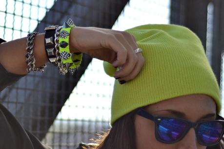 Biker jacket&Neon; details.