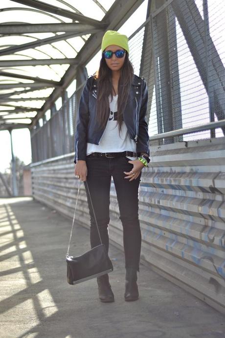 Biker jacket&Neon; details.