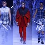 Moncler: uomo in kilt tra i ghiacci e le nevi con un occhio allo sport