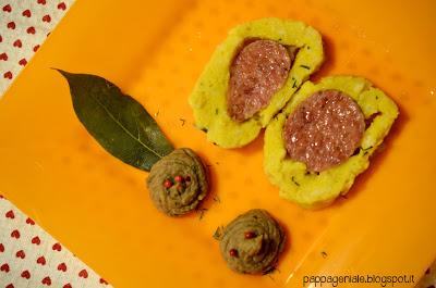 Cotechino in pasta di canederlo con mousse di lenticchie. (Riciclo mon amour)