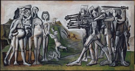 Pablo Picasso, Massacre en Corée,18 gennaio 1951, Olio su compensato, cm 110 x 210, Masterpiece from the Musée National Picasso Paris to be held at Palazzo Reale in Milan from September  2012 to January 2013 © Succession Picasso by SIAE 2012
