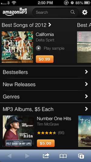 Amazon ottimizza il negozio di musica per iPhone e iPad Tecnologia Store Safari Mobile Safari Musica MP3 Iphone Ipad iOS Apple amazon 