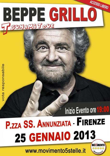 25 Gennaio tsunami Grillo tour a Firenze