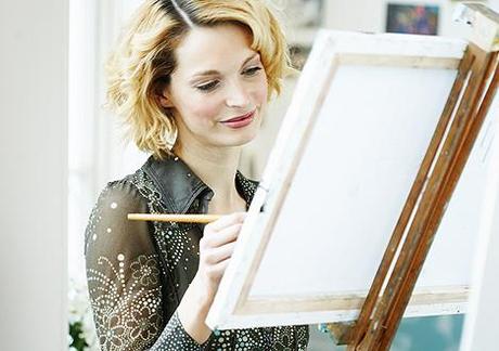 donna,dipinge,quadro,dettagli,qualità,pittura,hobby,sorriso,woman,painting