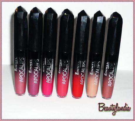 RIMMEL LONDON- Apocalips Lip Laquer 201-301-303-400-401-600-601 swatches e review-