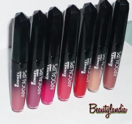 RIMMEL LONDON- Apocalips Lip Laquer 201-301-303-400-401-600-601 swatches e review-