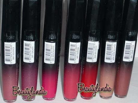 RIMMEL LONDON- Apocalips Lip Laquer 201-301-303-400-401-600-601 swatches e review-