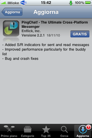 AppStore - PingChat! si aggiorna con qualche piccola novità