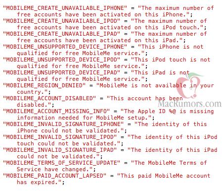 iOS 4.2 - Stringhe che indicano un futuro utlizzo di MobileMe gratuito