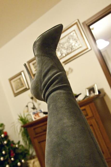 Shoe Room #16 Stivali Casadei Grigi, Knee High Grey Boots