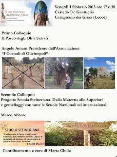 Il Parco degli Olivi salvati e il Progetto Scuola Steineriana Venerdì 1 febbraio 2013 alle ore 17 e 30 al Castello de Gualtieris