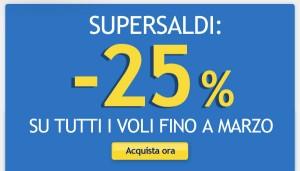 Air One: Supersaldi! Sconto 25% su tutte le tratte