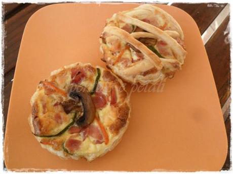 mini quiche crostatine salate funghi prosciutto cotto carote e zucchine