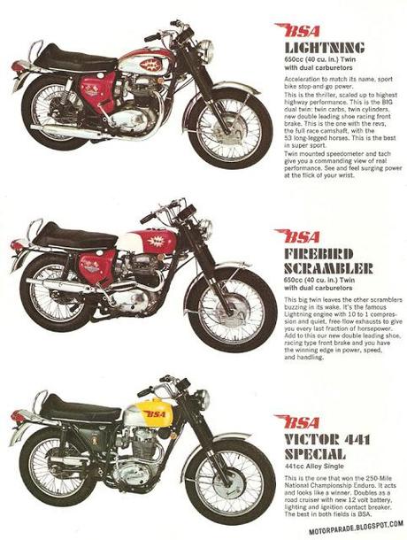 Vintage Brochurs: Bsa Range 1967 (Usa)