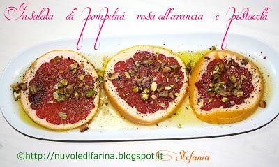 Insalata di pompelmi rosa all'arancia e pistacchi per il Mycs menù