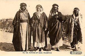 Old postcard of men native to Gaza, Palestine