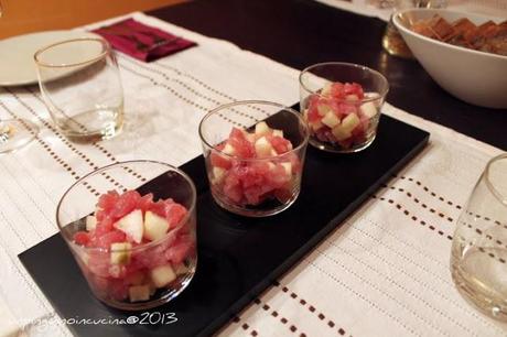 Tartare di tonno e pere al tartufo