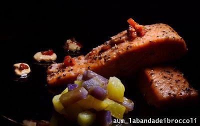 Salmone innamorato con finta tartarre di patate e finta maionese