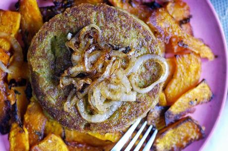 Hamburger di lenticchie con chips di zucca