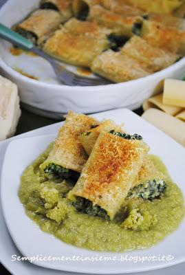 Paccheri ripieni su crema di cavolo verde