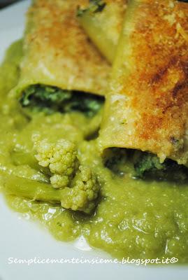 Paccheri ripieni su crema di cavolo verde