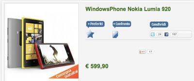 Nokia Lumia 920 senza prenotazione presso NStore