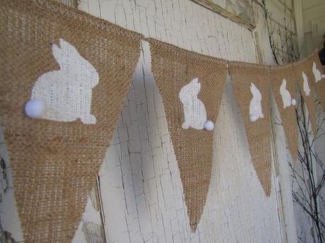 Peter Cotton TailEaster Bunnies burlap bannermedium by funkyshique