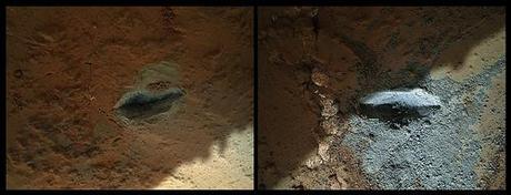 CURIOSITY sol 176 MAHLI drill on rock checkout  - percussion