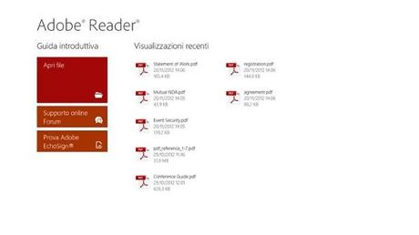 Adobe Reader PDF diventa Adobe Reader Touch e supporta Windows 8
