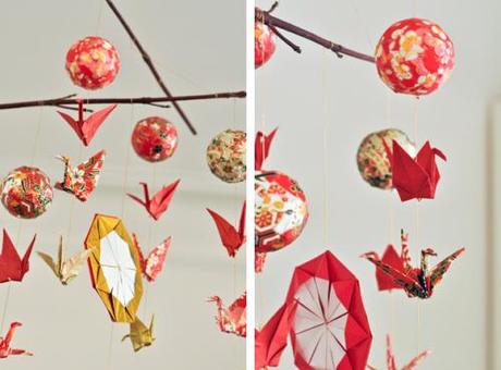 origami paper mobile red