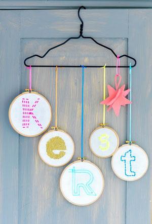 coat hanger mobile letters diy