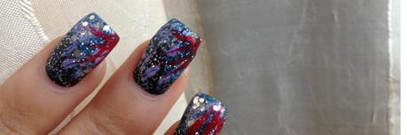 #27 Nac:  New Year's Eve fireworks nailart