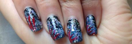 #27 Nac:  New Year's Eve fireworks nailart