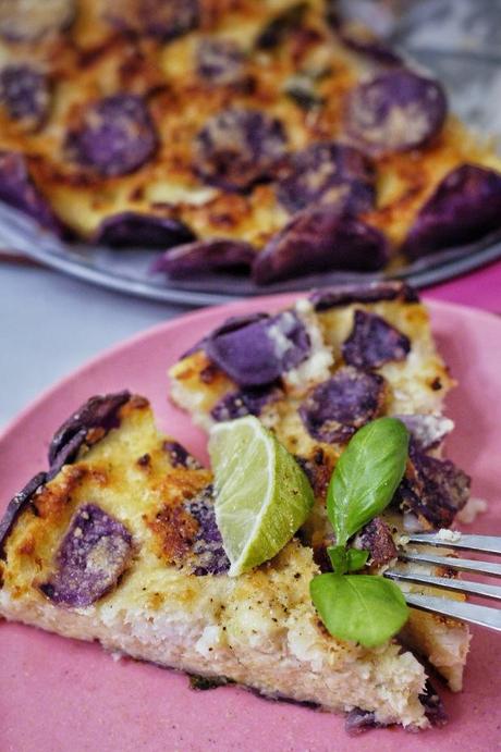 Tortino di pesce e patate viola